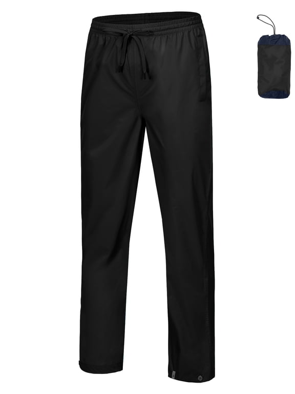 Women's Rain Pants Lightweight Waterproof Hiking Pants Breathable Packable Black XS