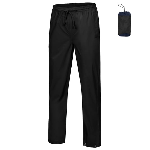 Mapamyumco Women's Rain Pants Lightweight Waterproof Hiking Pants Breathable Packable Black XS