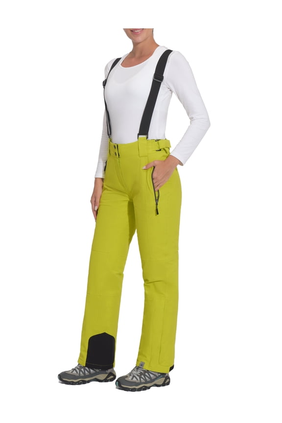 Women's Ski Bibs Waterproof Insulated Snowboard Pants, Windproof Snow Pants with Detachable Suspenders Size XL