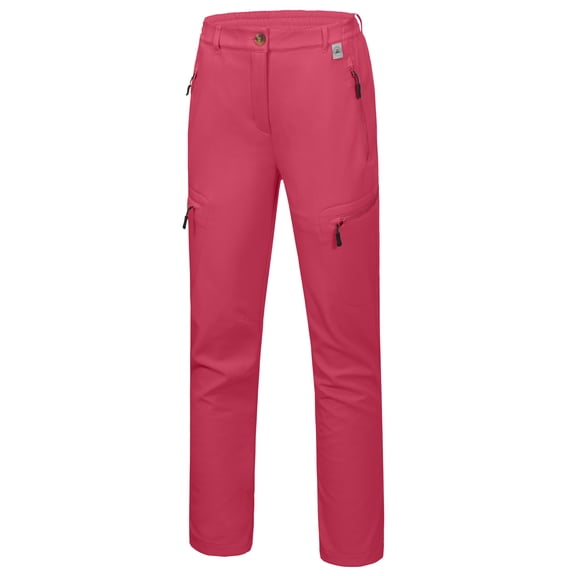 Mapamyumco Women’s Softshell Pants Winter Hiking Ski Snowboarding Pants, Fleece Lined and Water Resistance Red L