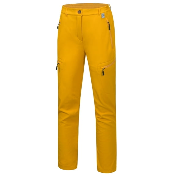 Mapamyumco Women’s Softshell Pants Winter Hiking Ski Snowboarding Pants, Fleece Lined and Water Resistance Yellow XS