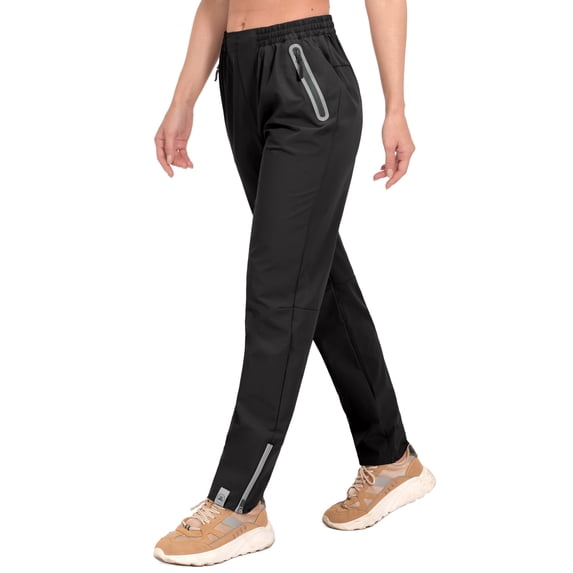 Mapamyumco Women's Stretch Golf Pants Quick Dry Lightweight UPF 50+ for Hiking Trekking Zipper Pockets Black XS