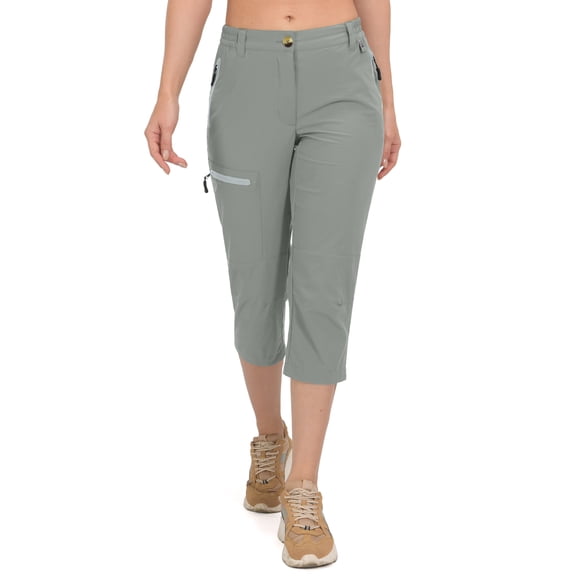 Mapamyumco Women's Ultra Breathable Lightweight Quick Dry Capri Pants Camping Golf Khaki S