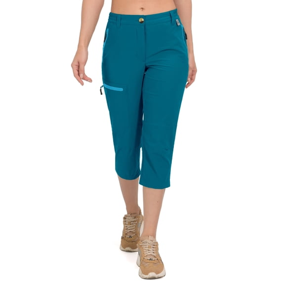Mapamyumco Women's Ultra Breathable Lightweight Quick Dry Capri Pants Travel Golf Ink Blue XL
