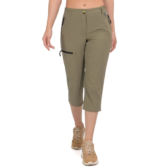 Mapamyumco Women's Ultra Breathable Lightweight Quick Dry Capri Pants Walking Golf Sage M