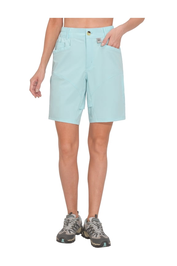 Womens Hiking Cargo Shorts, Quick Dry 9 Inch Cargo Shorts Women for Golf Hiking Travel, Stretch Lightweight with 9 Pockets Blue M