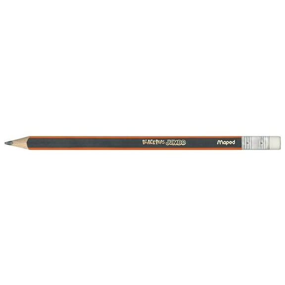 Maped Black'Peps Jumbo Eraser Tipped Pencils - 12-Count