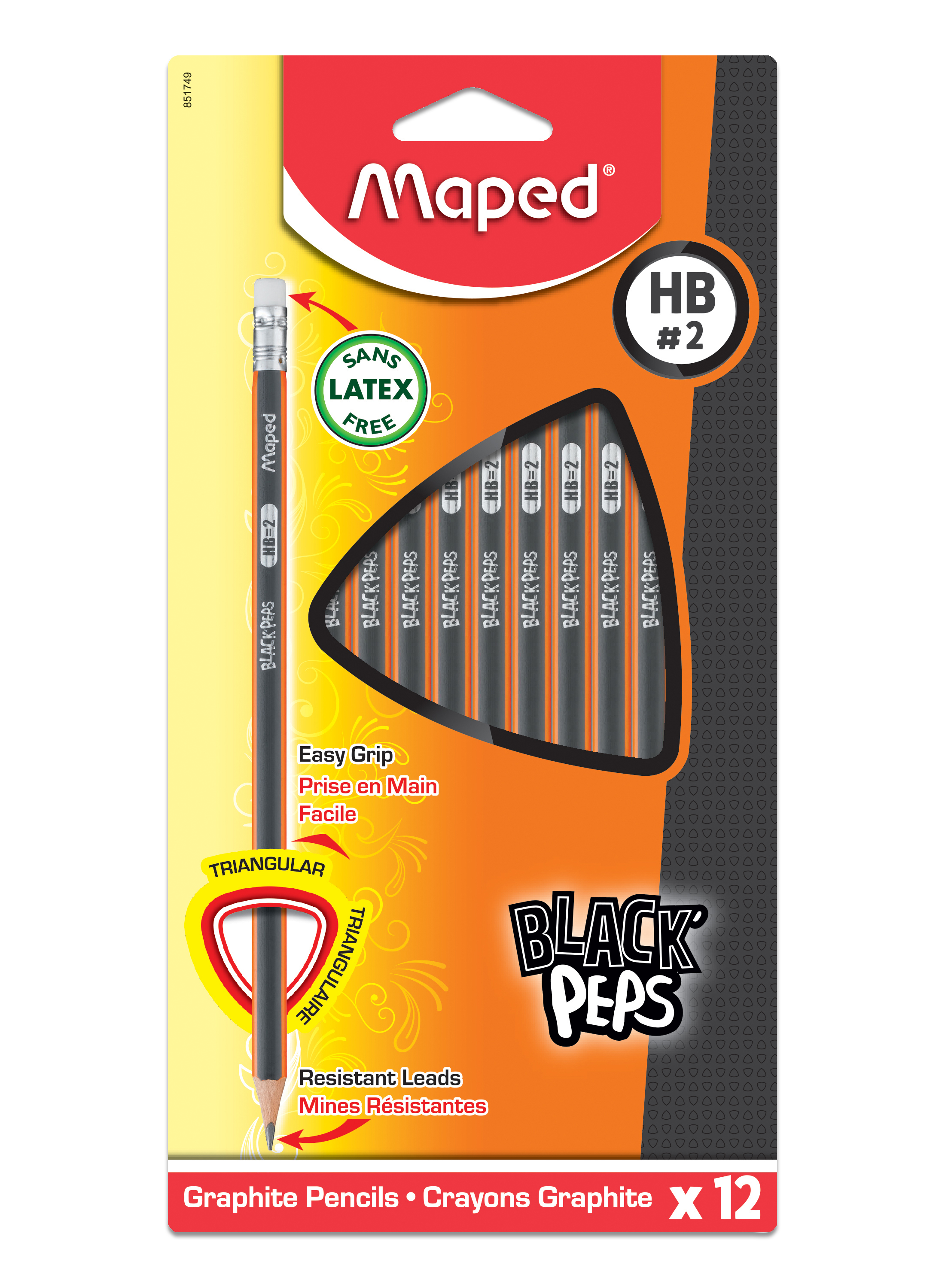 Maped Black' Peps Triangular Graphite Pencils, 12 Pieces - image 1 of 3
