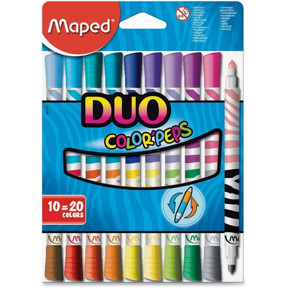 Maped, HLX847010, Helix Duo Color'Peps 2-color Tip Markers, 10 / Pack