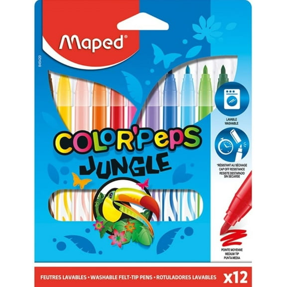 Maped-Helix Color 'Peps Fine Tip Washable Markers Jungle