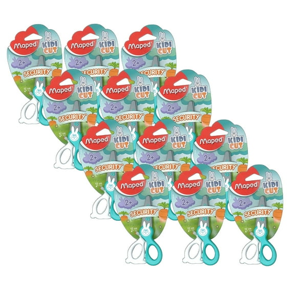 Maped Kidicut Safety Scissors Blunt Tip Green/White Handle Pack of 12 (MAP037800-12)