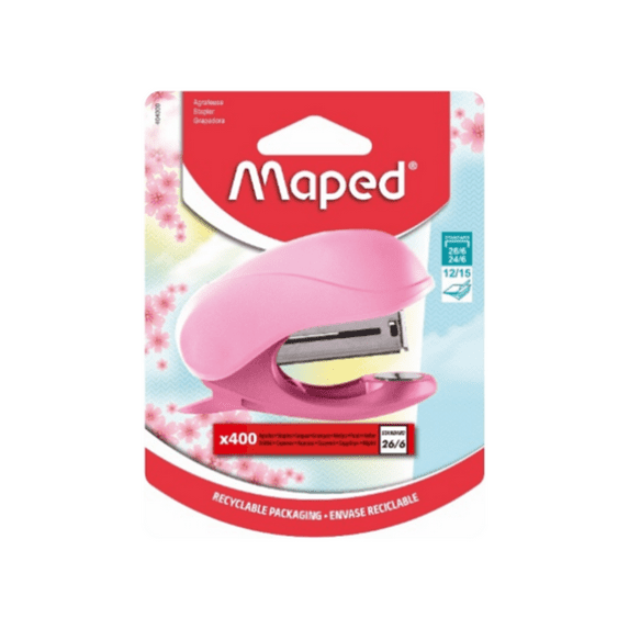 Maped Mini Stapler Vivo, 400 Staples Included, Assorted Colors