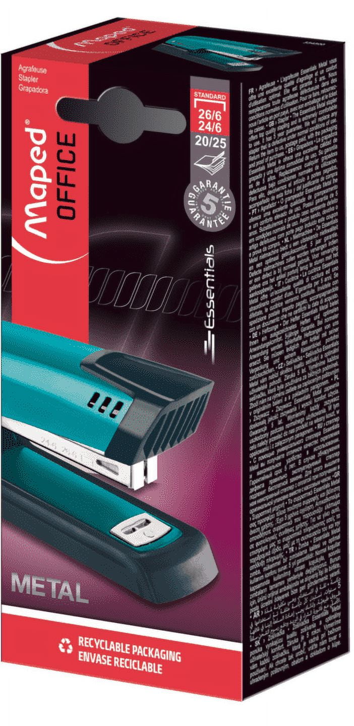 Maped Office Essentials Deco Half Stapler, Metal, Handles 20 to 25 Sheets, Manual