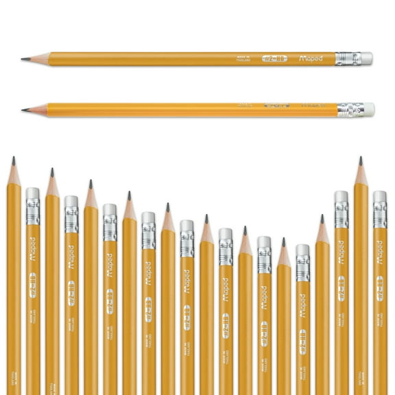 Maped Pre-sharpened Triangular Graphite #2 Yellow Pencils - 144 Pack