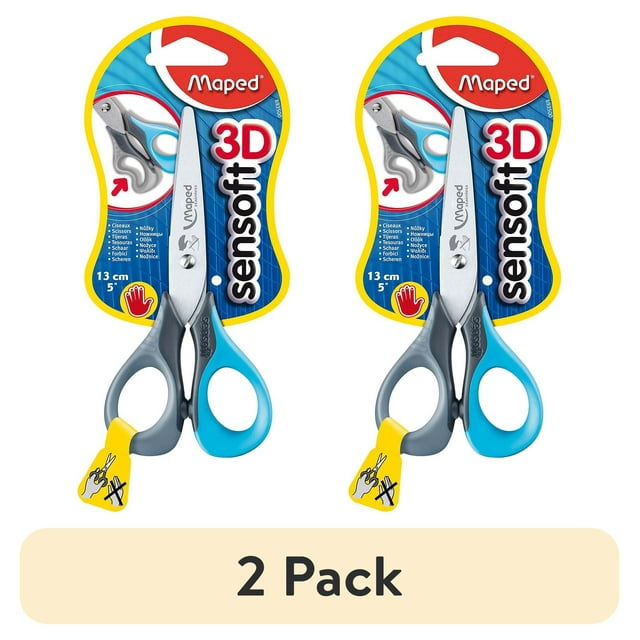 (2 pack) Maped, Sensoft 3D Scissors - Left Handed, 5", Stainless Steel Blades