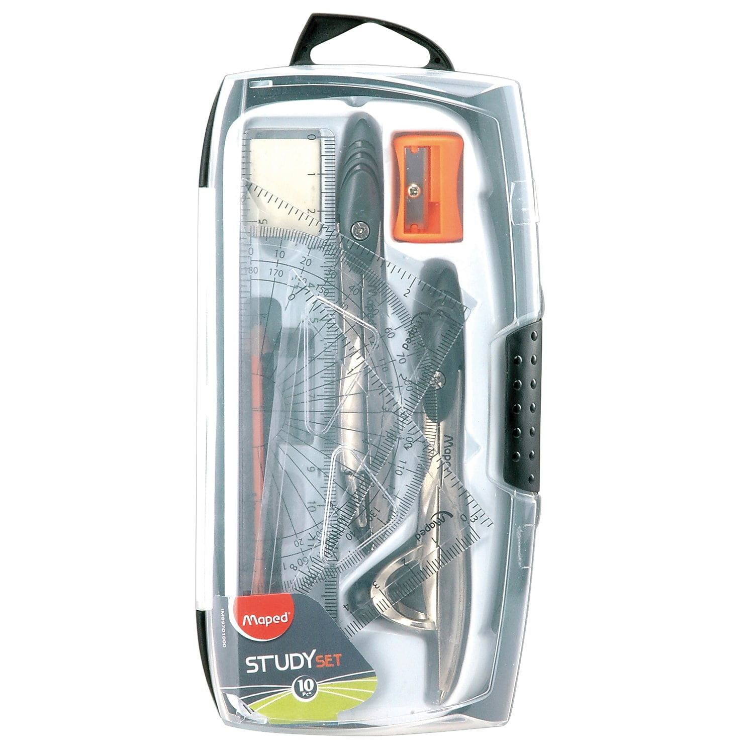 Maped Geometry Set, 10-Piece, Metal Compass & Measuring Tools for