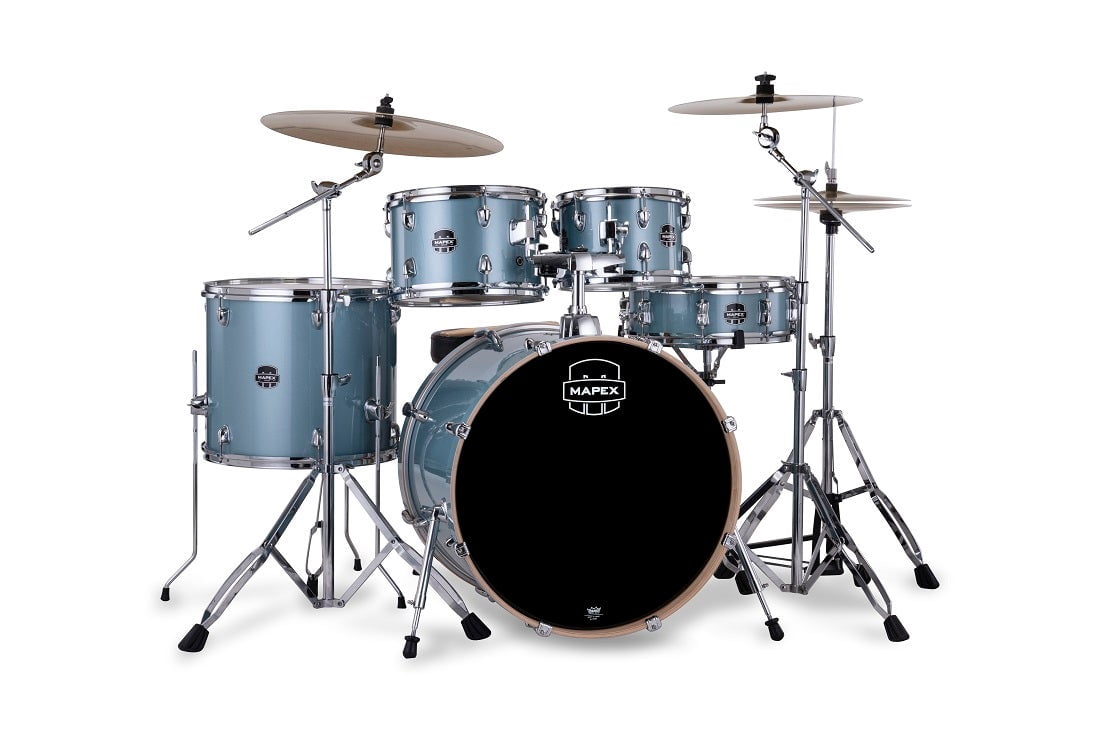 Mapex VE5295FTC Venus Rock Kit Complete, 22" Bass Drum, Aqua Blue Sparkle