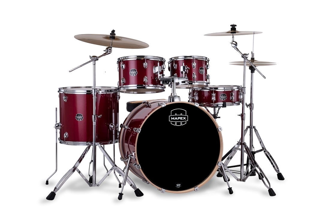 Mapex VE5295FTC Venus Rock Kit Complete, 22" Bass Drum, Crimson Red Sparkle