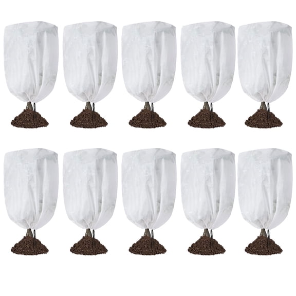 Maphissus 10 Pack Drawstring Plant Covers Freeze Protection , 32x47'' Reusable Winter Frosts Cloth for Outdoor Plants