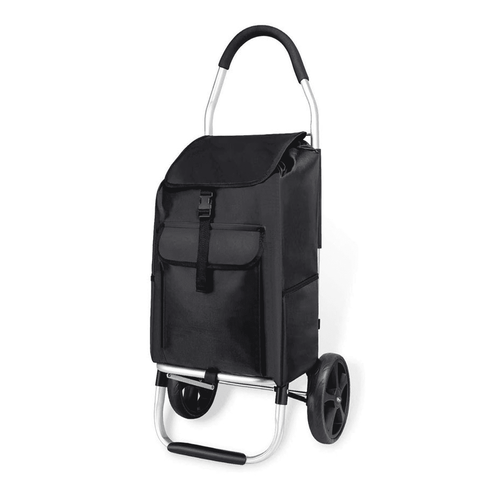Maphissus 2 in 1 Foldable Regular Metal Shopping Cart with Removable Bag Black New