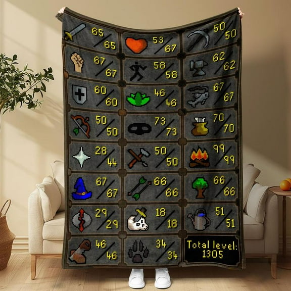 [Maple] [60x50inch] Game Skill Panel Throw Blanket, Game Themed Blanket, Soft Throw Blanket, Cool Bedroom Bedding Blankets, Warm Napping Blanket for Home Office Travel