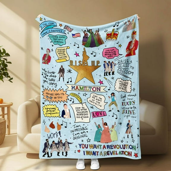 [Maple] [60x50inch] Hamilton Musical Fleece Blanket, Soft & Cozy Design, Perfect Gift for Theatre Fans, Ideal for Sofa Bed Office Travel Plane