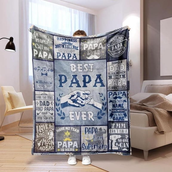[Maple] [60x50inch] Soft Funny Throw Blanket Best Papa Letter Blanket Comfortable,Air-conditioned Room Warm Nap Blankets For Home Office Travel Camping