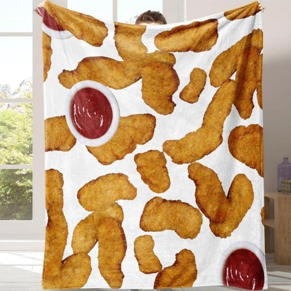 [Maple] [60x50inch] Soft Funny Throw Blanket Chicken Nugget Pattern Cozy Blanket,Comfortable Warm Napping Throw,Comfy Bedding For Halloween Decor,Sleeping Bedding Supplies For Home Office Travel
