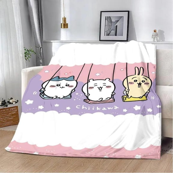[Maple] [60x50inch] Soft Funny Throw Blanket Cute Cartoon Chiikawa Printed Blanket Picnic Blankets Warm And Comfortable Home Travel Birthday Gift