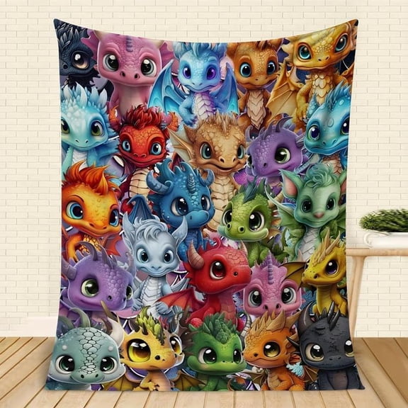 [Maple] [60x50inch] Soft Funny Throw Blanket Dragon Blanket Gift Fun For Boys And Girls Colorful Blanket For Couch,Sofa And Bed Perfect Decoration For Home Birthday Gift Available For All Seasons