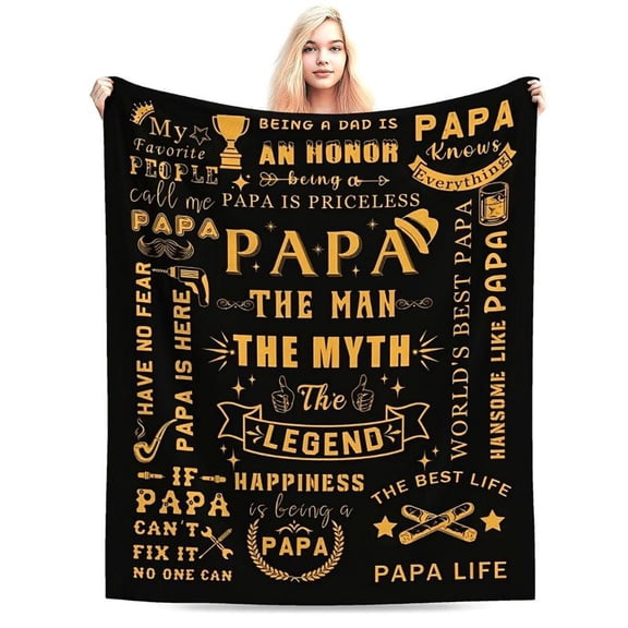 [Maple] [60x50inch] Soft Funny Throw Blanket Ultimate Papa Gift Blanket Fleece Throw With Fun & Heartfelt Messages Perfect Father’S Day,Birthday,Or Grandpa Gift From Grandkids & Cozy For All Seasons