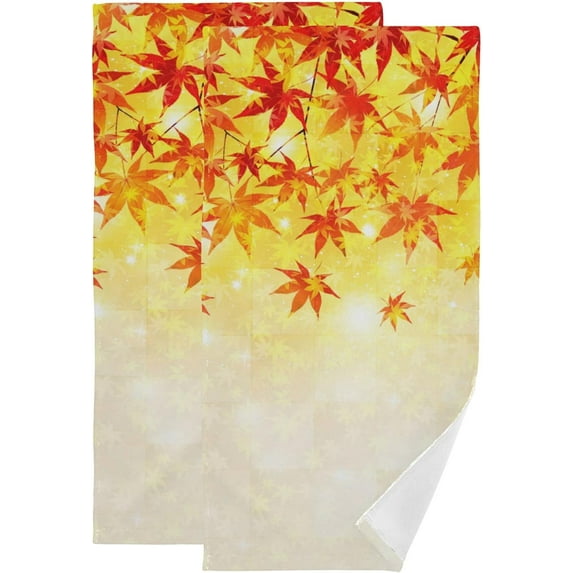 Maple Autumn Leaves Hand Towels 2 PCS, Vintage Fall Scenery Kitchen Towel Ultra Soft and Highly Absorbent,Decorative Fingertip Face Towel for Bathroom Hotel, 28.3"x14.4"
