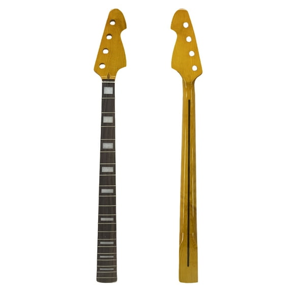 Maple Bass Guitar Neck 20 Fret 34Inch Block Inlay Yellow Paint New unfinished