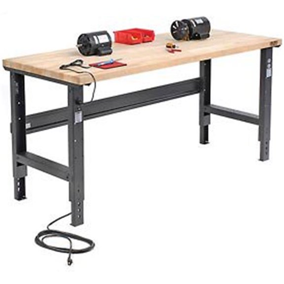 Maple Butcher Block Workbench - Black - Adjustable Height - Durable Design