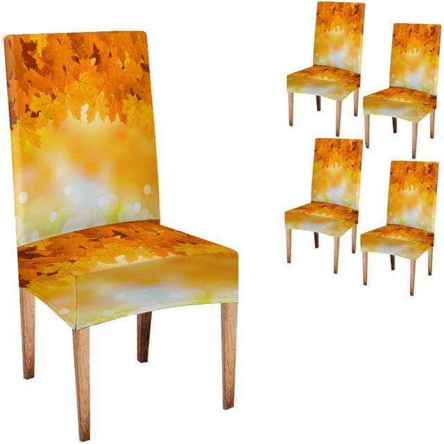 Maple Chair Covers for Dining Room Set of 4 Stretch Autumn Leaves