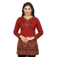 thumbnail image 1 of Maple Clothing Kurti Top Short Tunic Women's Printed Blouse India Clothing (Maroon, XL), 1 of 6