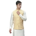 thumbnail image 1 of Maple Clothing Men's Traditional Indian Outerwear Vest Nehru Jacket Waistcoat Guest Outfit (Gold, XL), 1 of 8