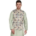thumbnail image 1 of Maple Clothing Men's Vest Nehru Jacket Waistcoat Indian Outerwear Guest Outfit Festival (Green, XL), 1 of 7