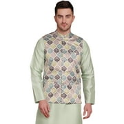 Maple Clothing Nehru Jacket Men's Sleeveless India Modi Traditional Waistcoat Vest Guest Outfit (Green, S)