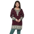 thumbnail image 1 of Maple Clothing Short Kurtis Women's Indian Tunics Crepe Tops (Maroon, XXL), 1 of 6