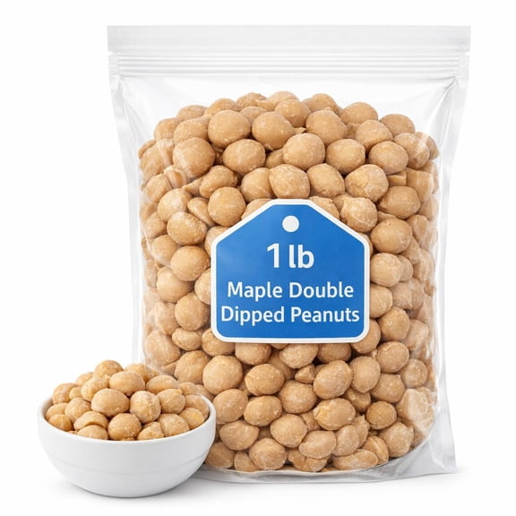 Maple Double Dipped Peanuts, Sweet Crunchy Coated Snack, 1 lb Bag