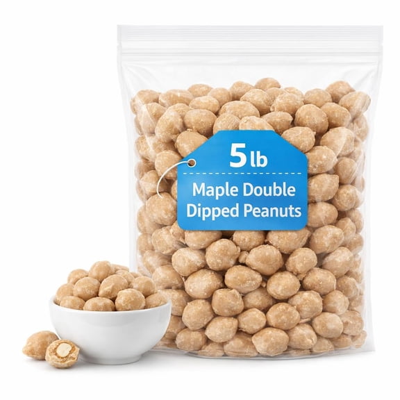 Maple Double Dipped Peanuts, Sweet Crunchy Coated Snack, 5 lb Bulk Bag