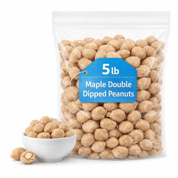 Maple Double Dipped Peanuts, Sweet Crunchy Coated Snack, 5 lb Bulk Bag