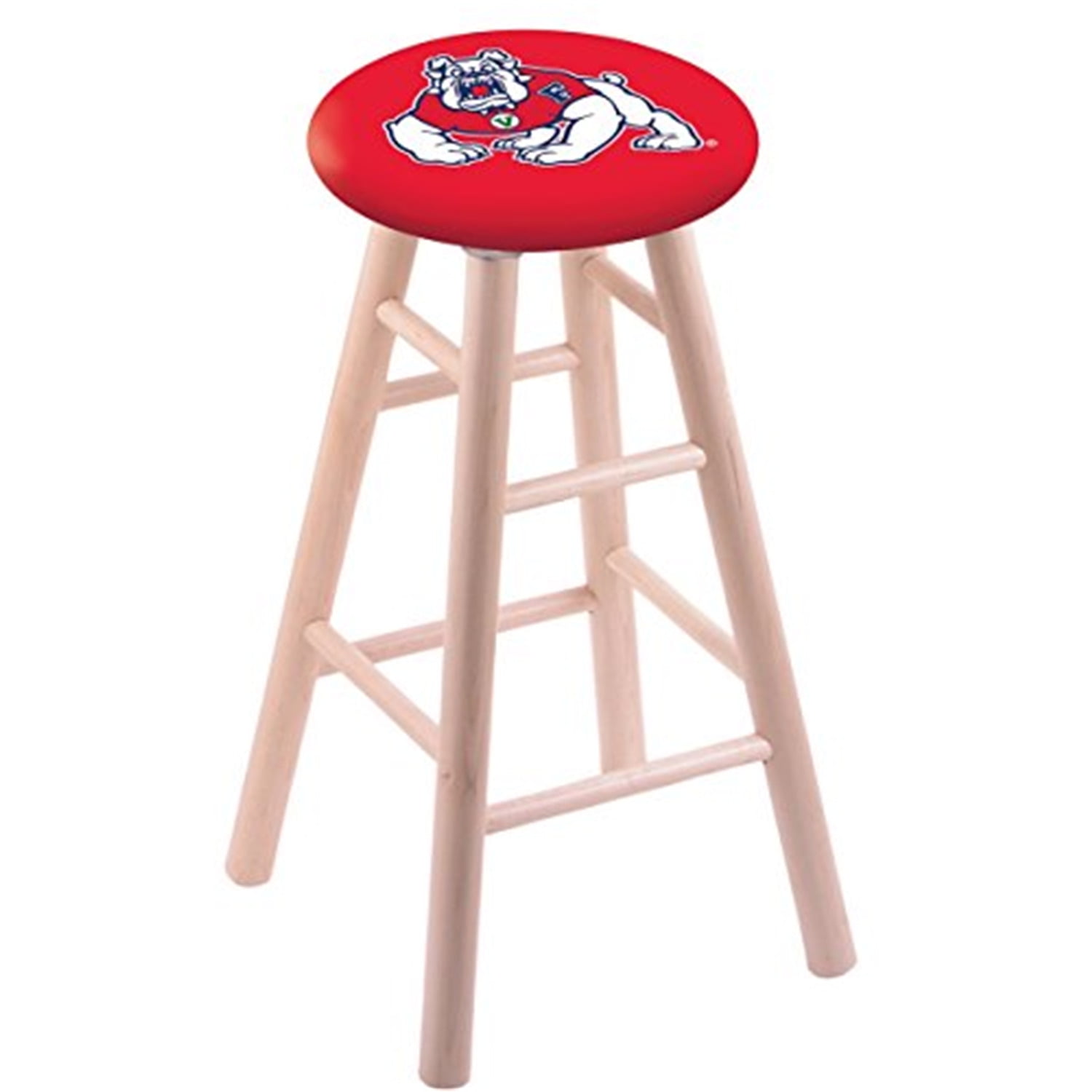 Maple Extra Tall Bar Stool in Natural Finish with Fresno State Seat