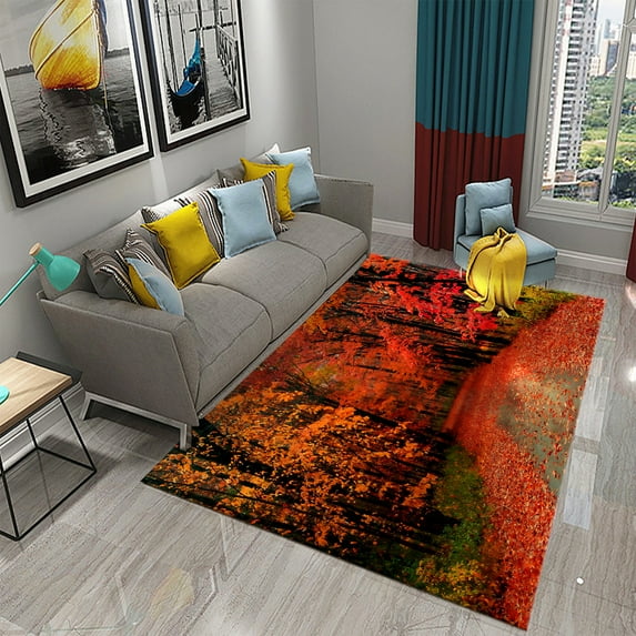 Maple Forest Carpet Red Tree Leaves Rug Autumn Natural Scenery Rectangle Area Rugs Yoga Mats Bedroom Living Room r Door Mat