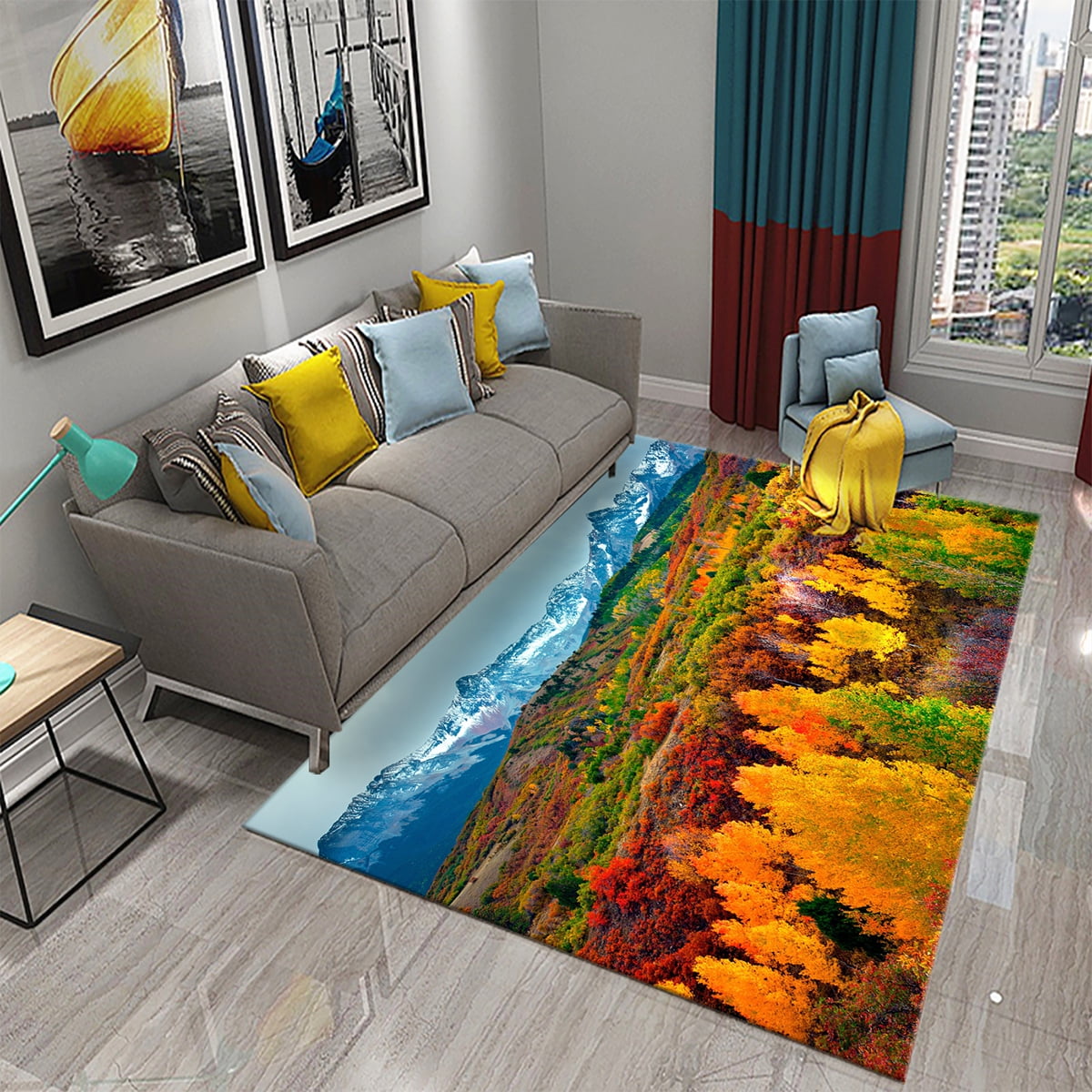 Maple Forest Carpet Red Tree Leaves Rug Autumn Natural Scenery ...