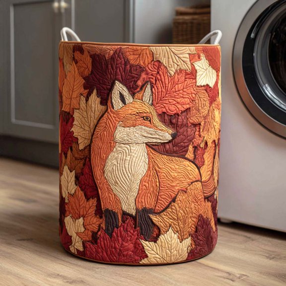 Maple Fox Quilted Laundry Basket