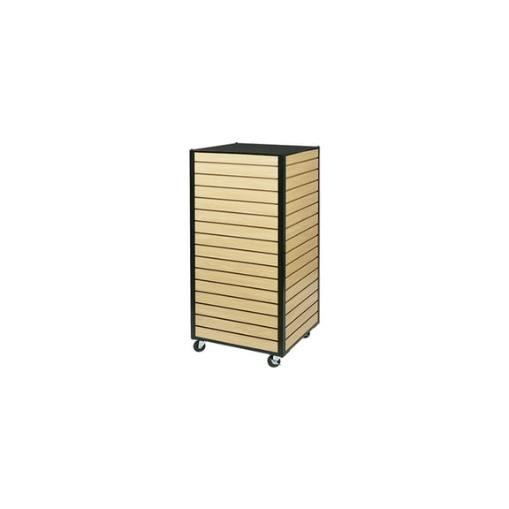 SSWBasics Maple Framed Rolling Slatwall Tower 23 5/8"W x 23 5/8"D x 52 1/4" H