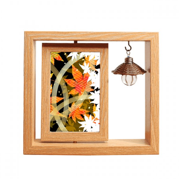 Maple  Geometry Flowers Pattern Wooden Rotating Picture Photo Frame 4x6