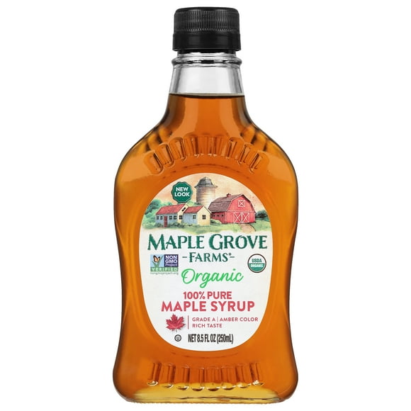 Maple Grove Farms Organic 100% Pure Maple Syrup, Pour Glass Bottle, 8.5 fl oz